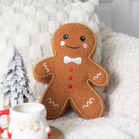 Gingerbread Man Boucle Christmas Cushion