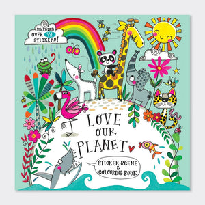 Illustrated colouring book and stickers of animals, part of the love our planet collection.