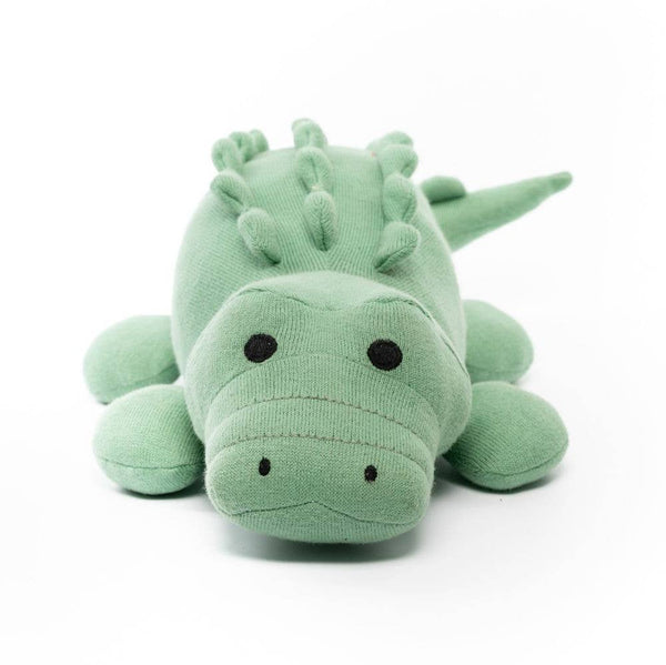 Large Organic Cotton Crocodile Soft Toy – Sage Green