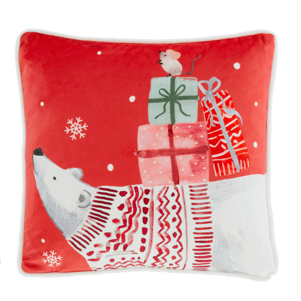 Polar Bear Christmas Cushion