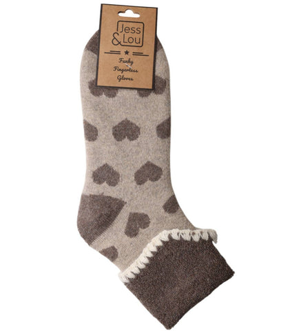 Love Heart Cosy Socks Cappuccino