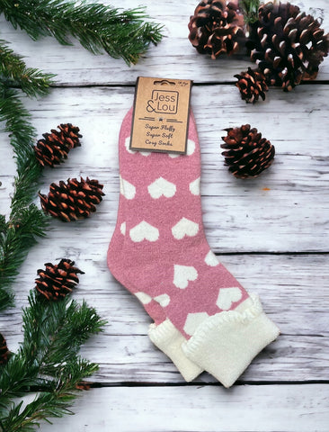 Love Heart Cosy Socks Pink