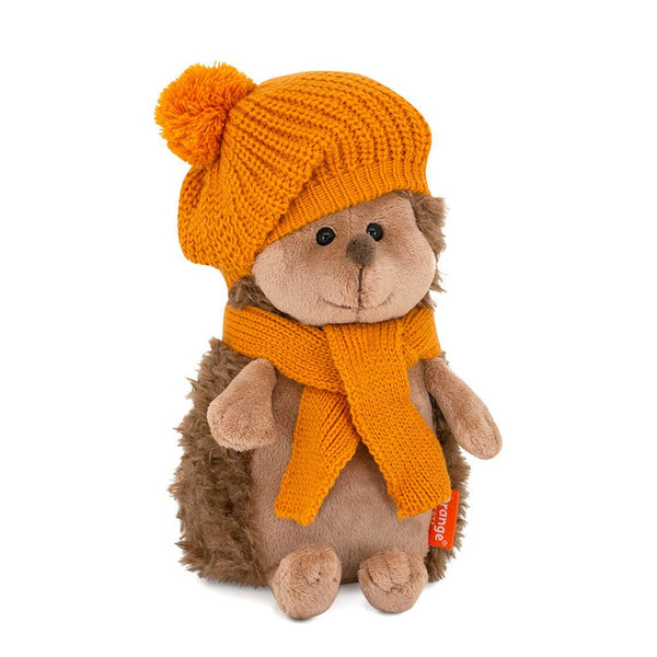 Hedgehog Soft Toy – Orange Hat & Scarf
