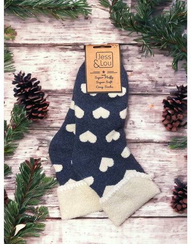 Love Heart Cosy Socks Navy