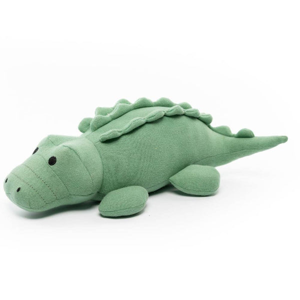 Large Organic Cotton Crocodile Soft Toy – Sage Green