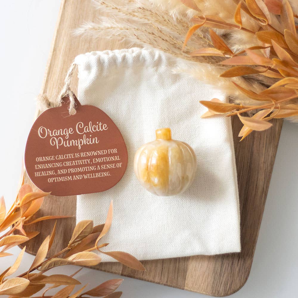 Autumn Pumpkin Shaped Orange Calcite Crystal