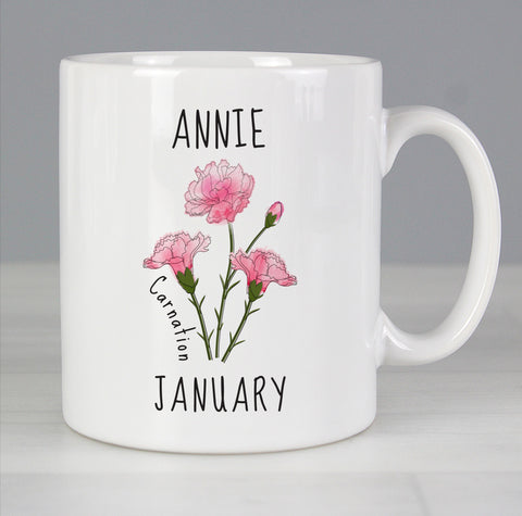 Carnation Birth Flower Mug - January